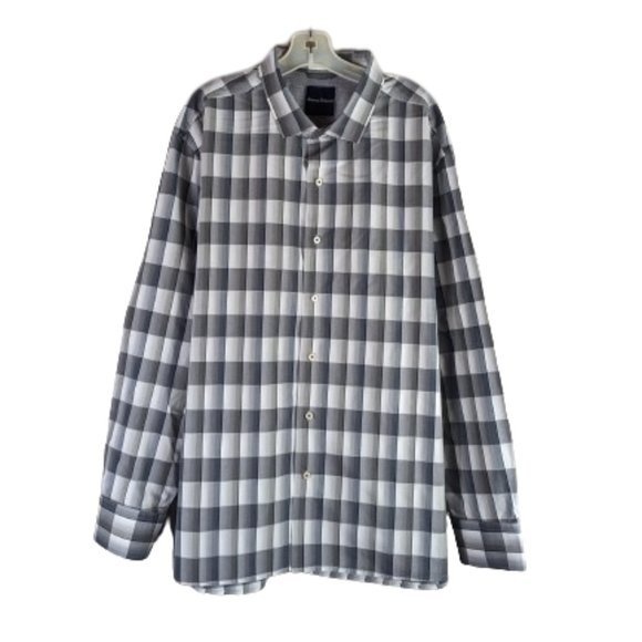 Tommy Bahama Other - Tommy Bahama Shirt Men's Cotton Checker Plaid Gray Button Down Shirt Sz. XXL/TTG